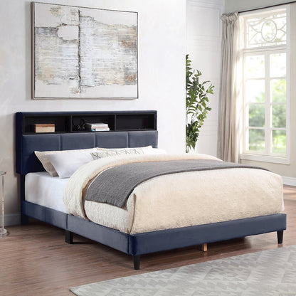 Alto Contemporary Fabric Storage Bed with USB in Gray