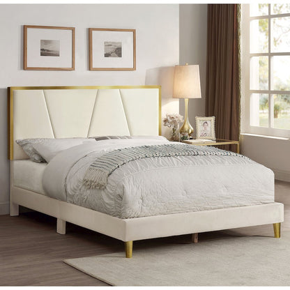 Harper Fabric Upholstered Bed in Beige