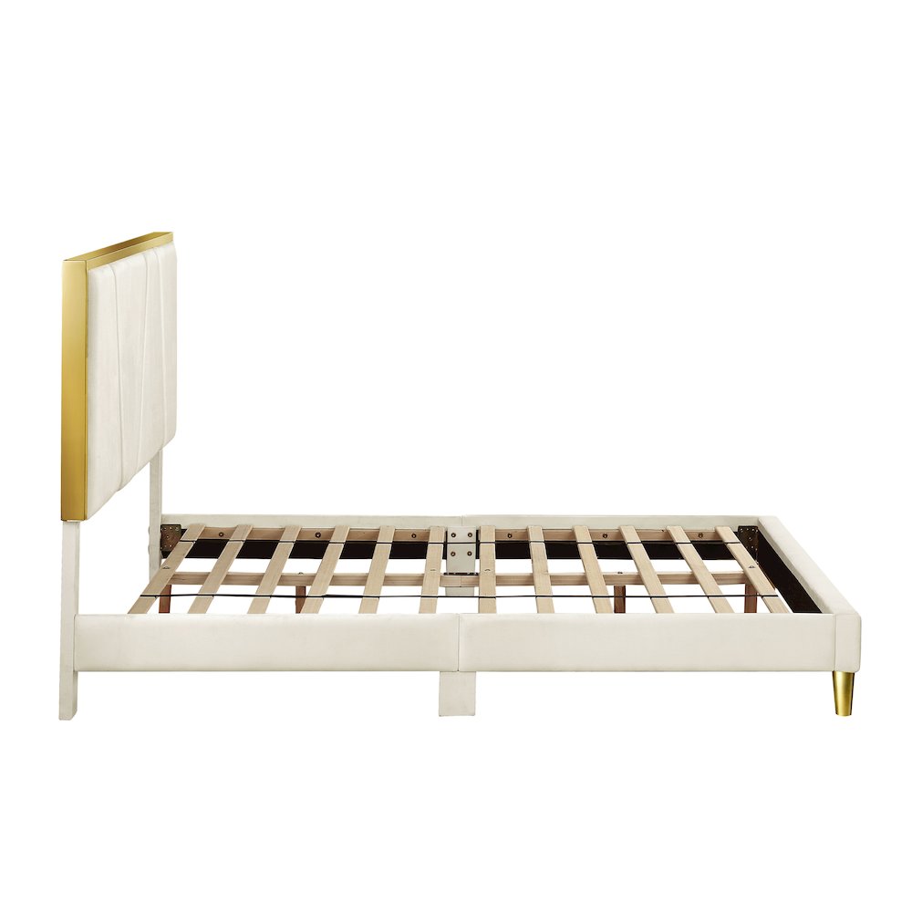 Harper Fabric Upholstered Bed in Beige