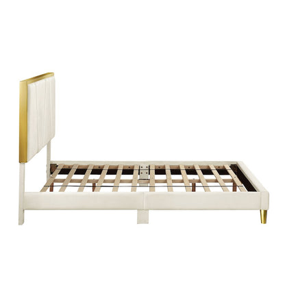 Harper Fabric Upholstered Bed in Beige