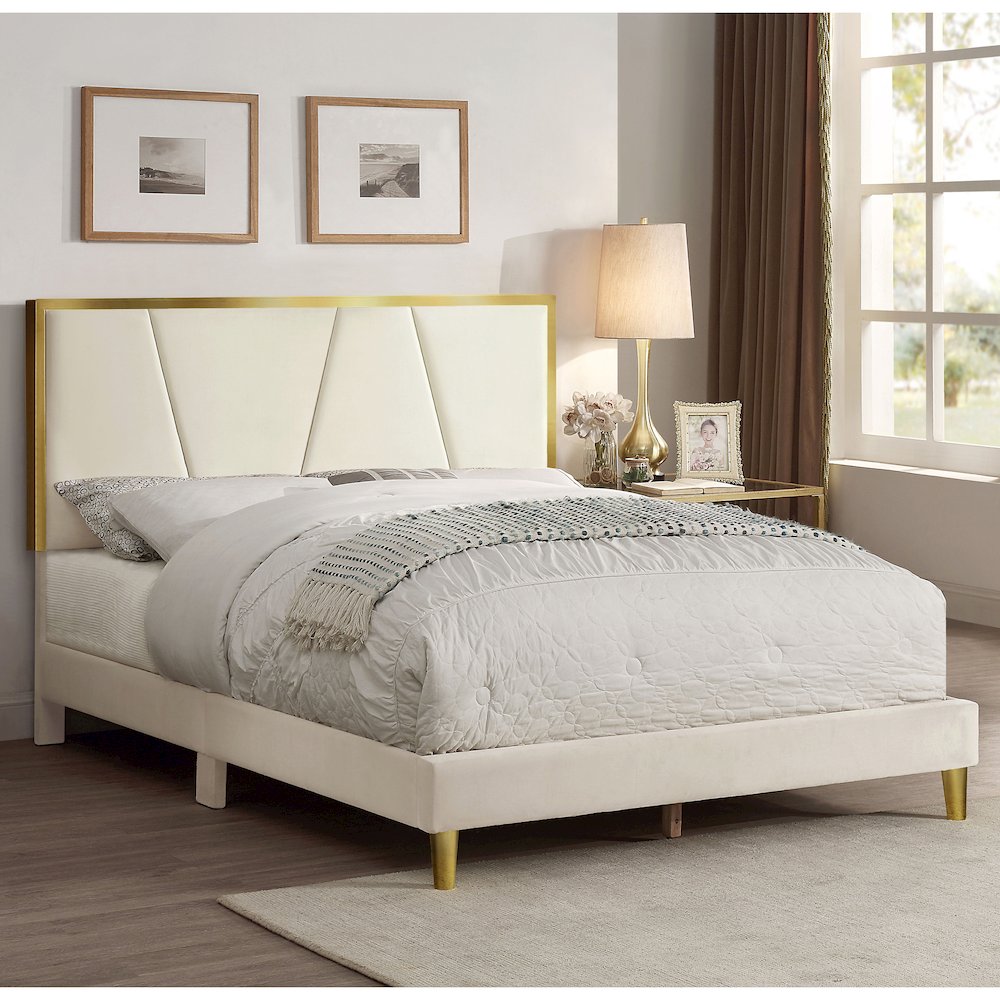 Harper Fabric Upholstered Bed in Beige