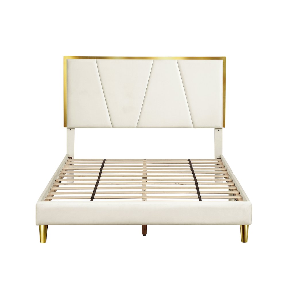 Harper Fabric Upholstered Bed in Beige
