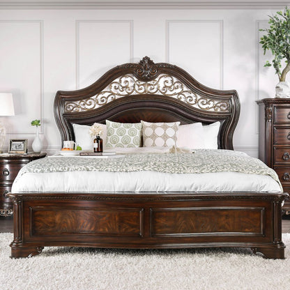 Jordan Wood King Panel Bed in Brown Cherry