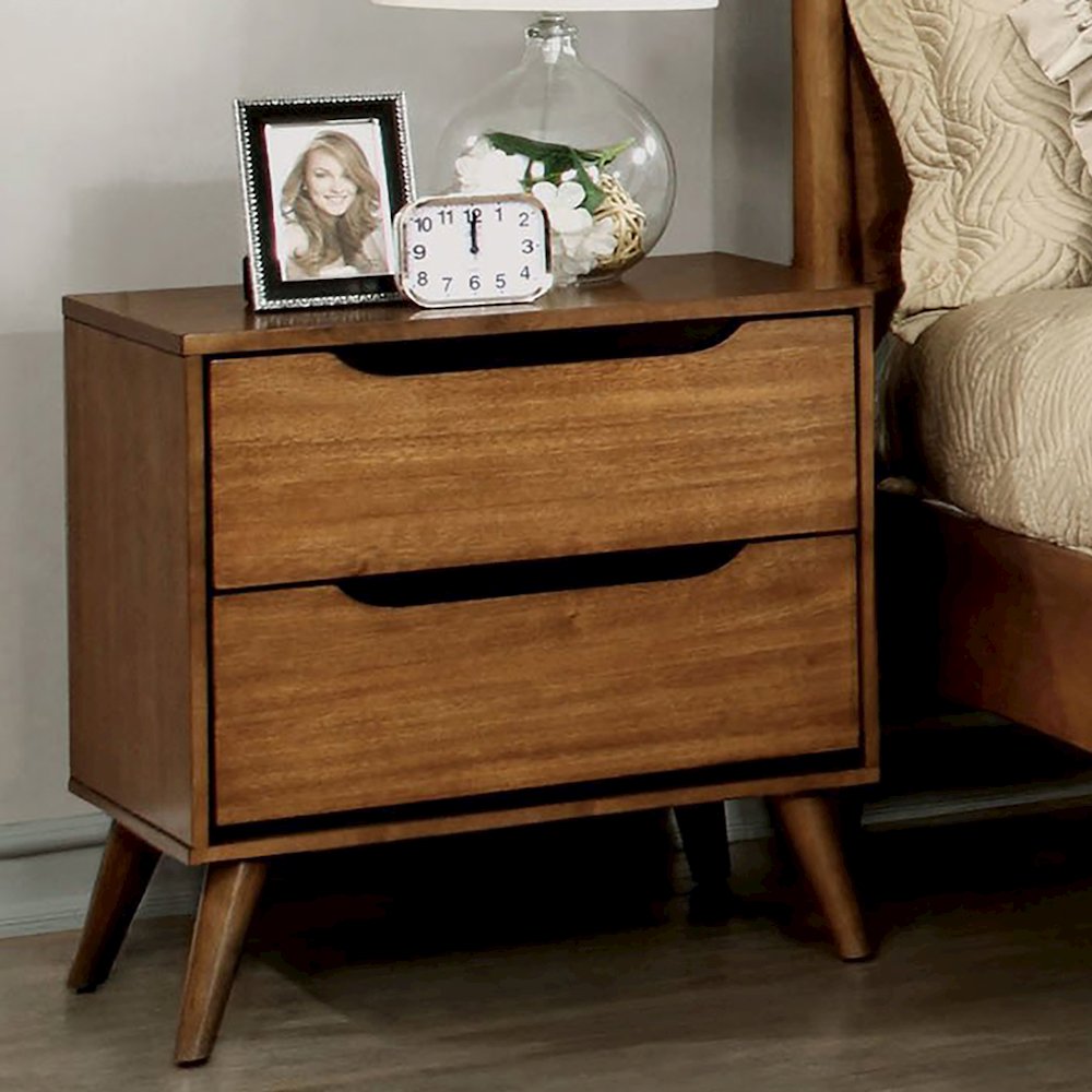 Belkor Mid-Century Modern Wood 2-Drawer Nightstand