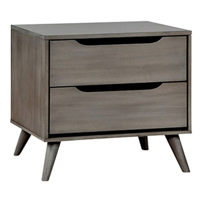 Belkor Mid-Century Modern Wood 2-Drawer Nightstand in Gray
