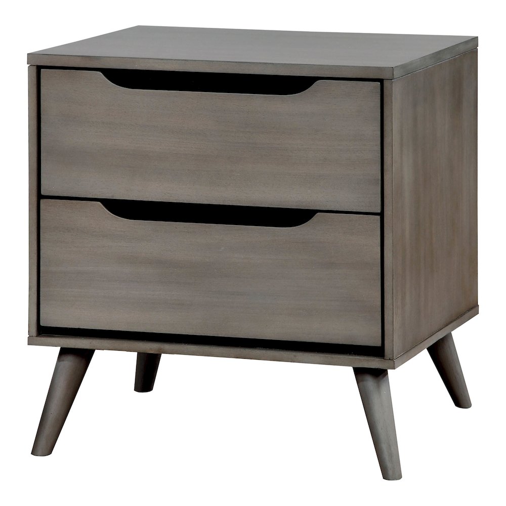 Belkor Mid-Century Modern Wood 2-Drawer Nightstand in Gray