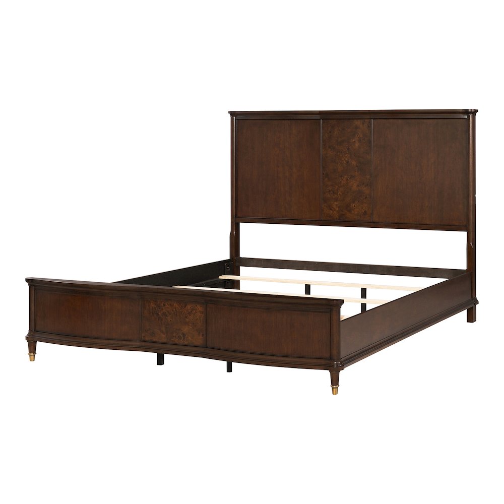 Moscote Dark Cherry Solid Wood Panel Bed with Reading LED