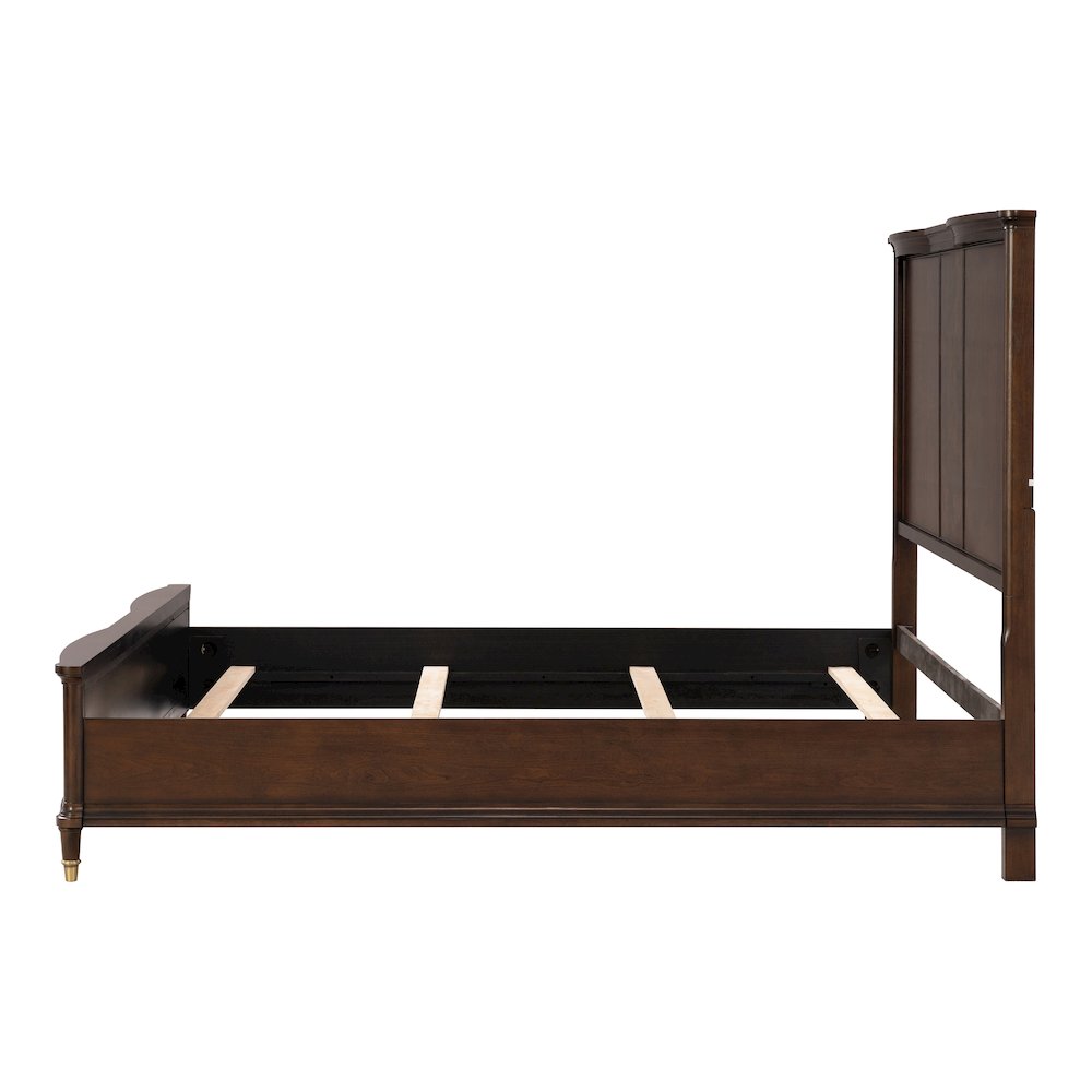 Moscote Dark Cherry Solid Wood Panel Bed with Reading LED