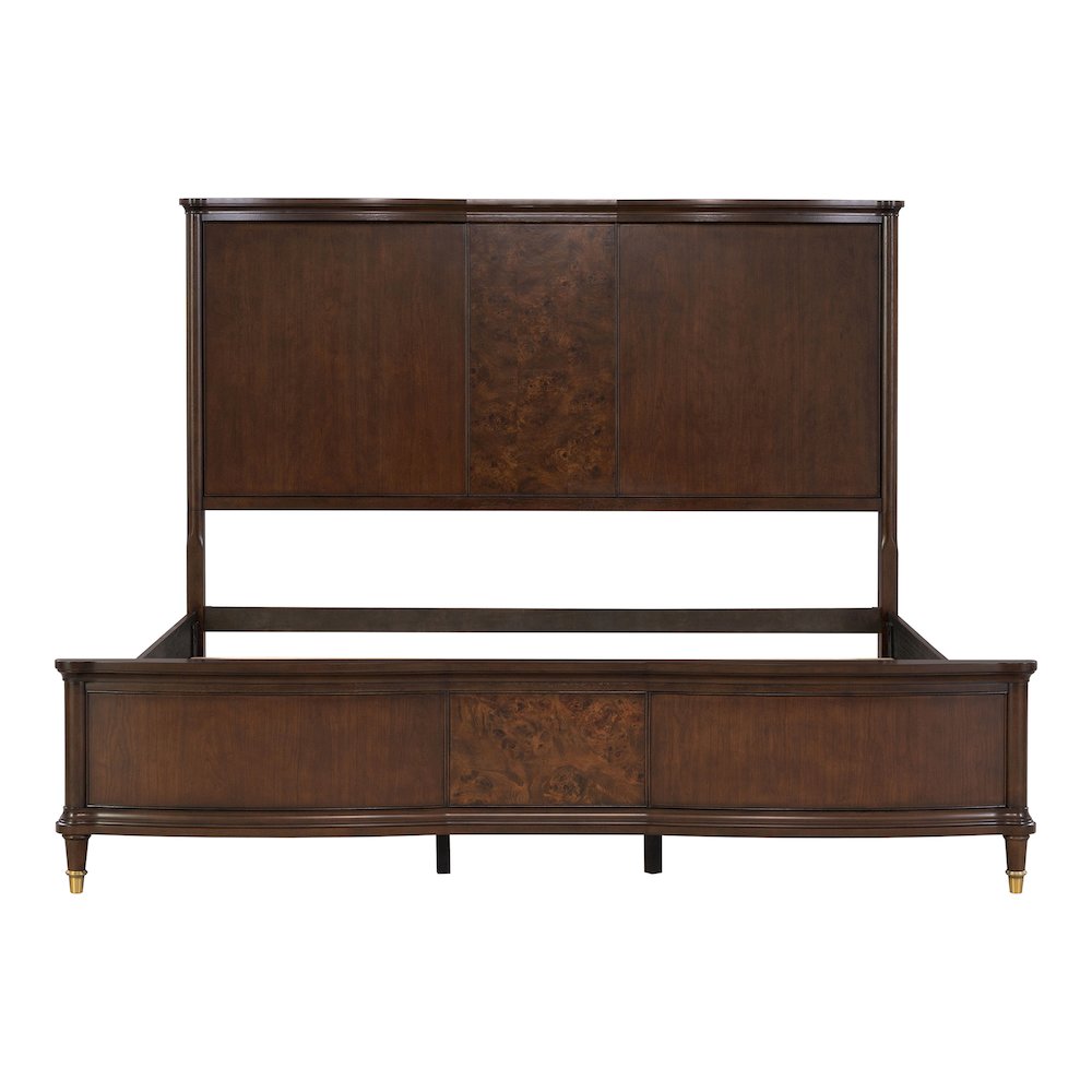 Moscote Dark Cherry Solid Wood Panel Bed with Reading LED