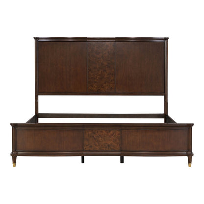 Moscote Dark Cherry Solid Wood Panel Bed with Reading LED