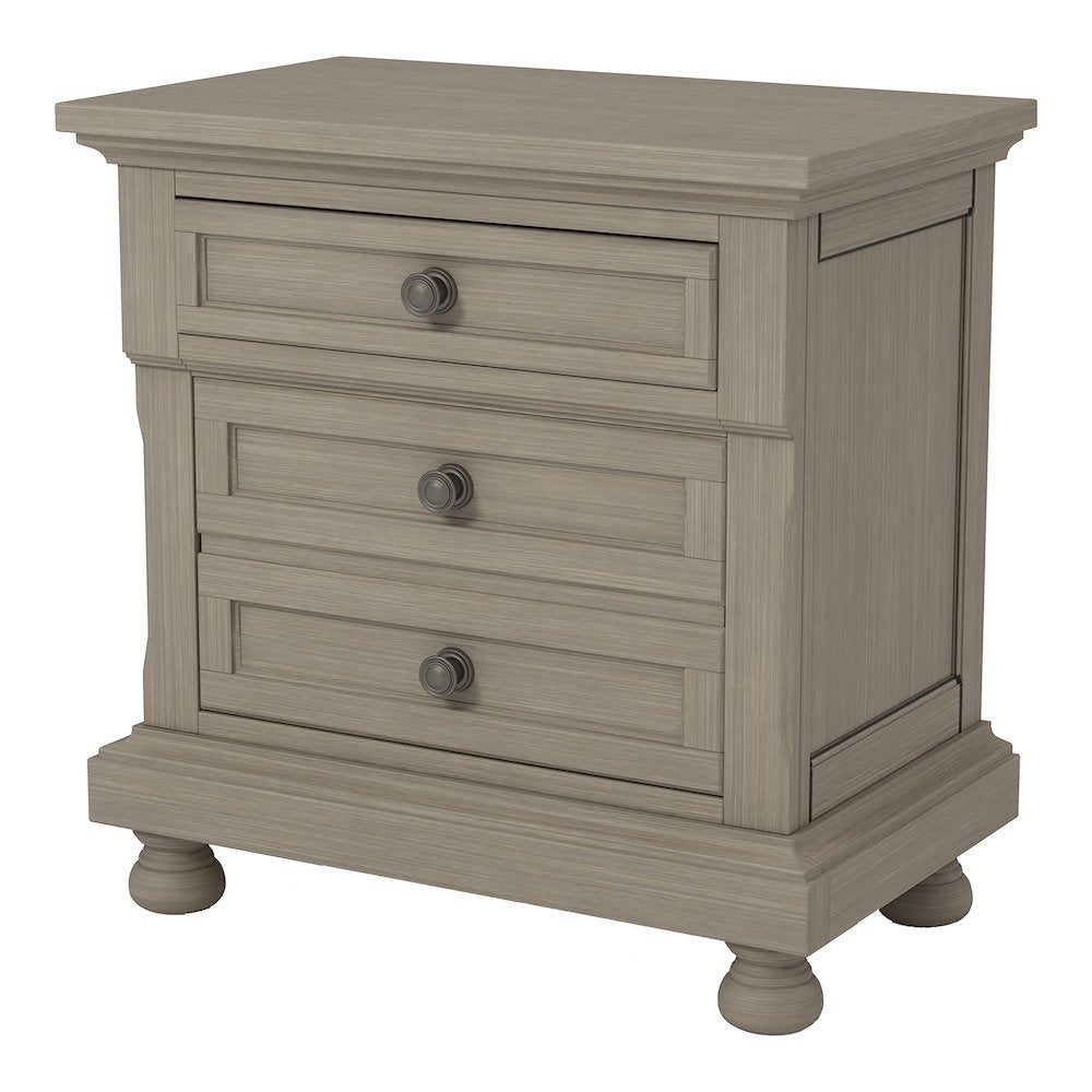 Dery Rustic Wood Nightstand with USB Outlet, Grey