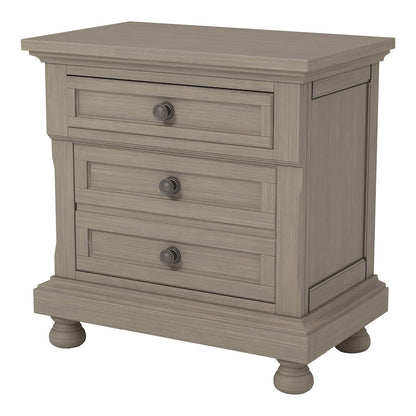 Dery Rustic Wood Nightstand with USB Outlet, Grey