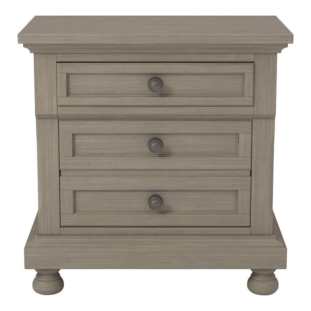 Dery Rustic Wood Nightstand with USB Outlet, Grey