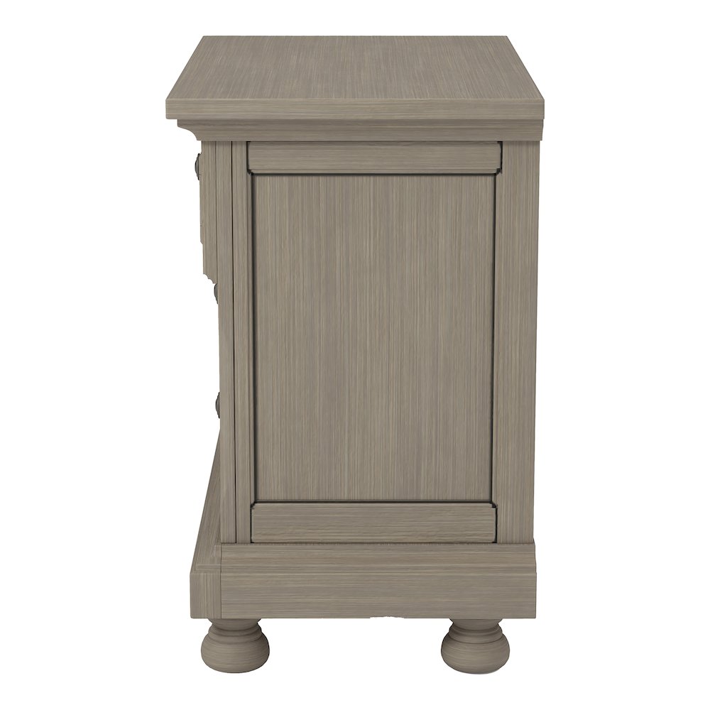 Dery Rustic Wood Nightstand with USB Outlet, Grey