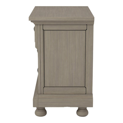 Dery Rustic Wood Nightstand with USB Outlet, Grey