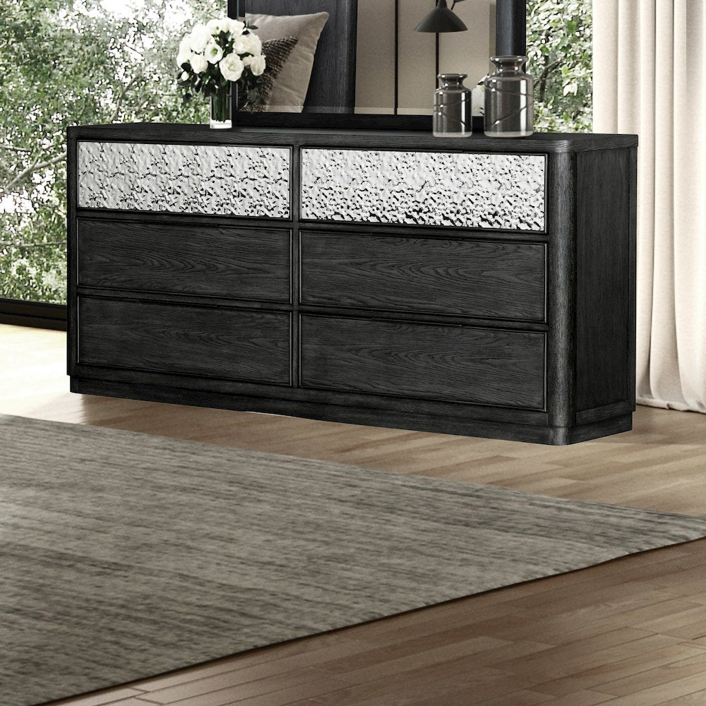 Doloros Ash Gray Solid Wood 6-Drawer Dresser