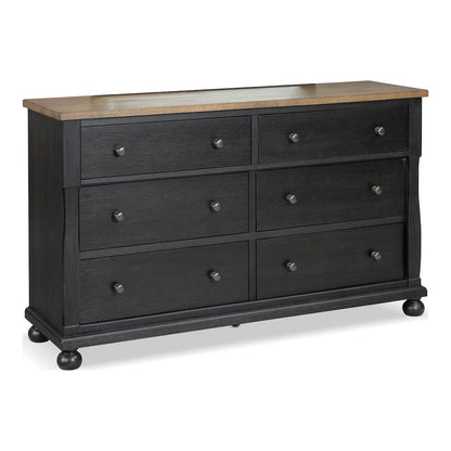 Fontevraud Farmhouse Black Solid Wood 6-Drawer Dresser