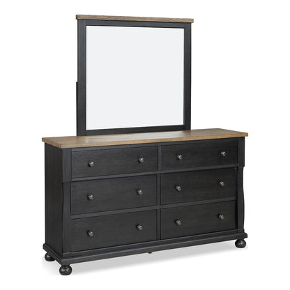 Fontevraud Farmhouse Black Solid Wood 6-Drawer Dresser