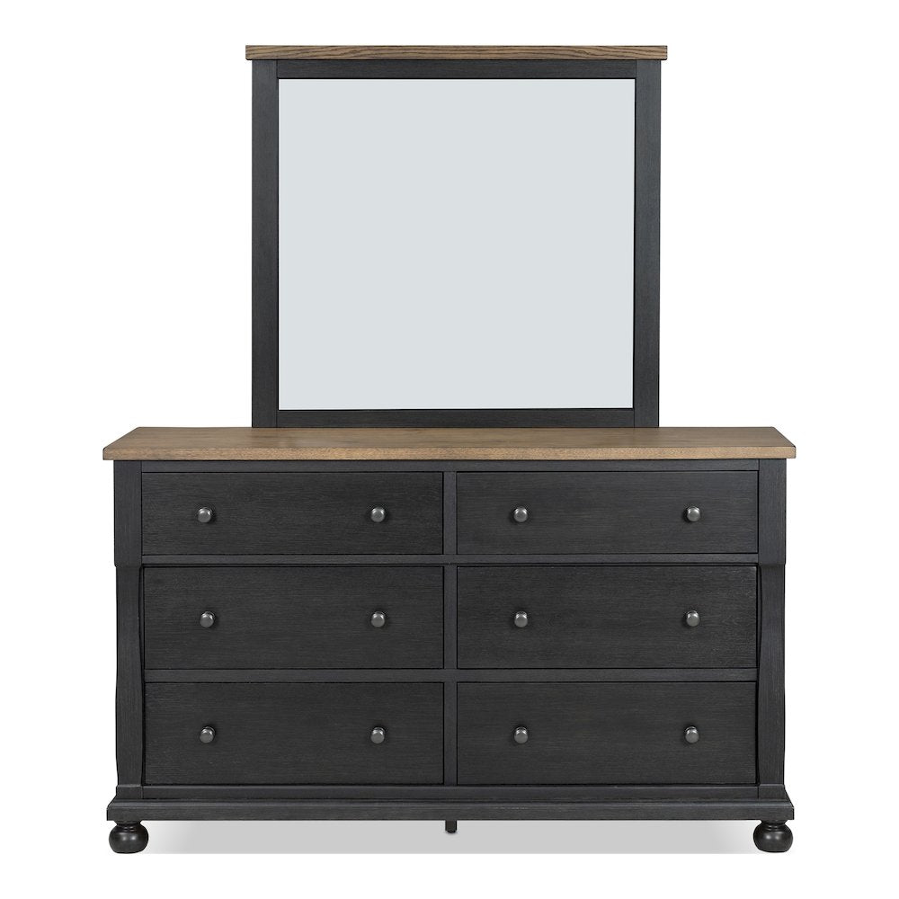 Fontevraud Farmhouse Black Solid Wood 6-Drawer Dresser