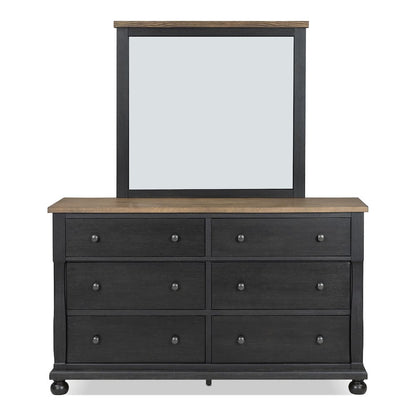 Fontevraud Farmhouse Black Solid Wood 6-Drawer Dresser
