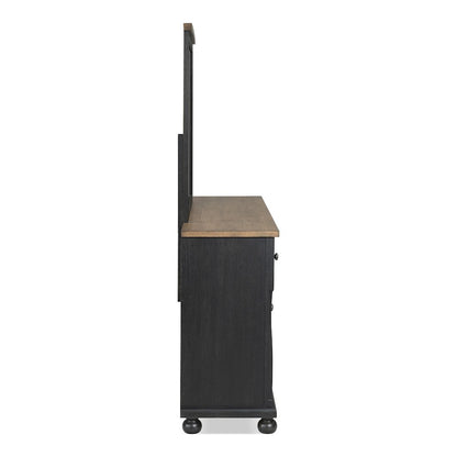 Fontevraud Farmhouse Black Solid Wood 6-Drawer Dresser