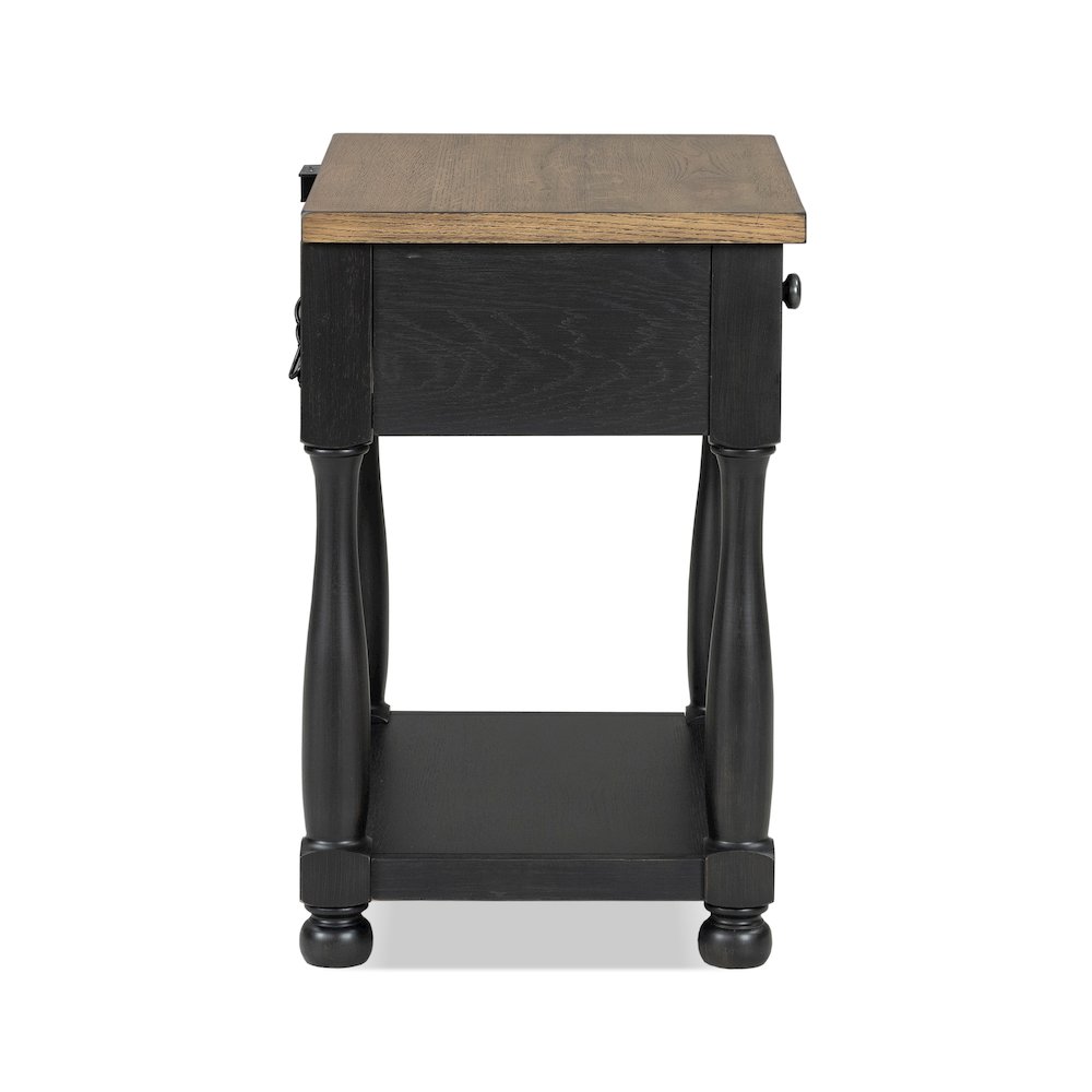 Fontevraud Farmhouse Black Solid Wood 1-Drawer Nightstand