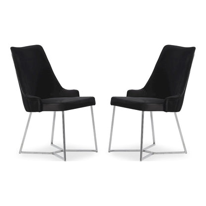 Glanz Fabric Upholstered Accent Chairs in Black (Set of 2)