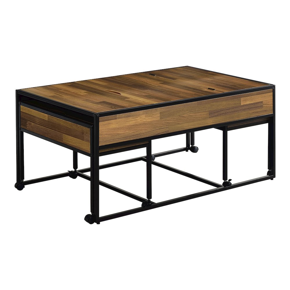 Froy Metal 3-Piece Nesting Table in Black and Walnut