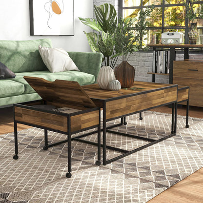 Froy Metal 3-Piece Nesting Table in Black and Walnut