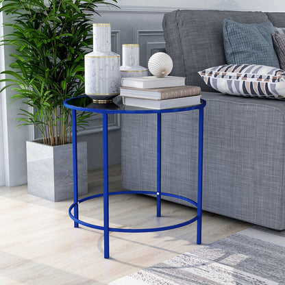 Keefer Contemporary Glass Top Side Table