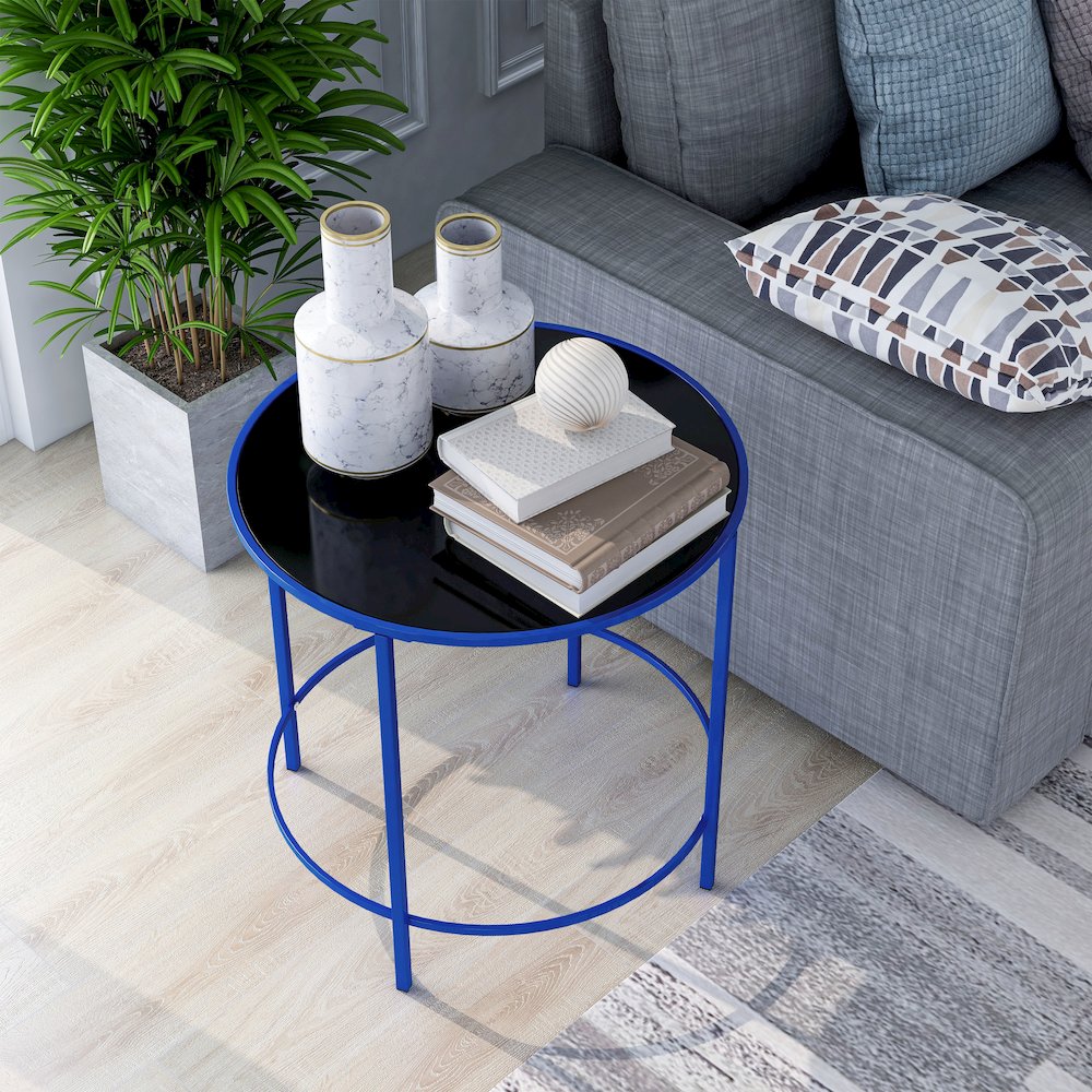 Keefer Contemporary Glass Top Side Table
