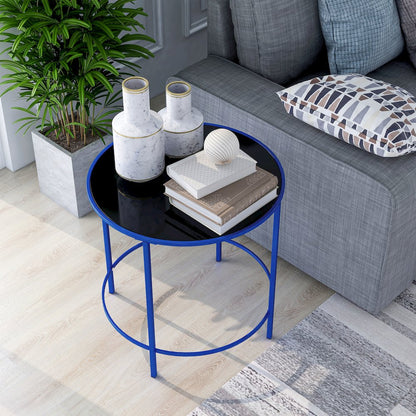 Keefer Contemporary Glass Top Side Table