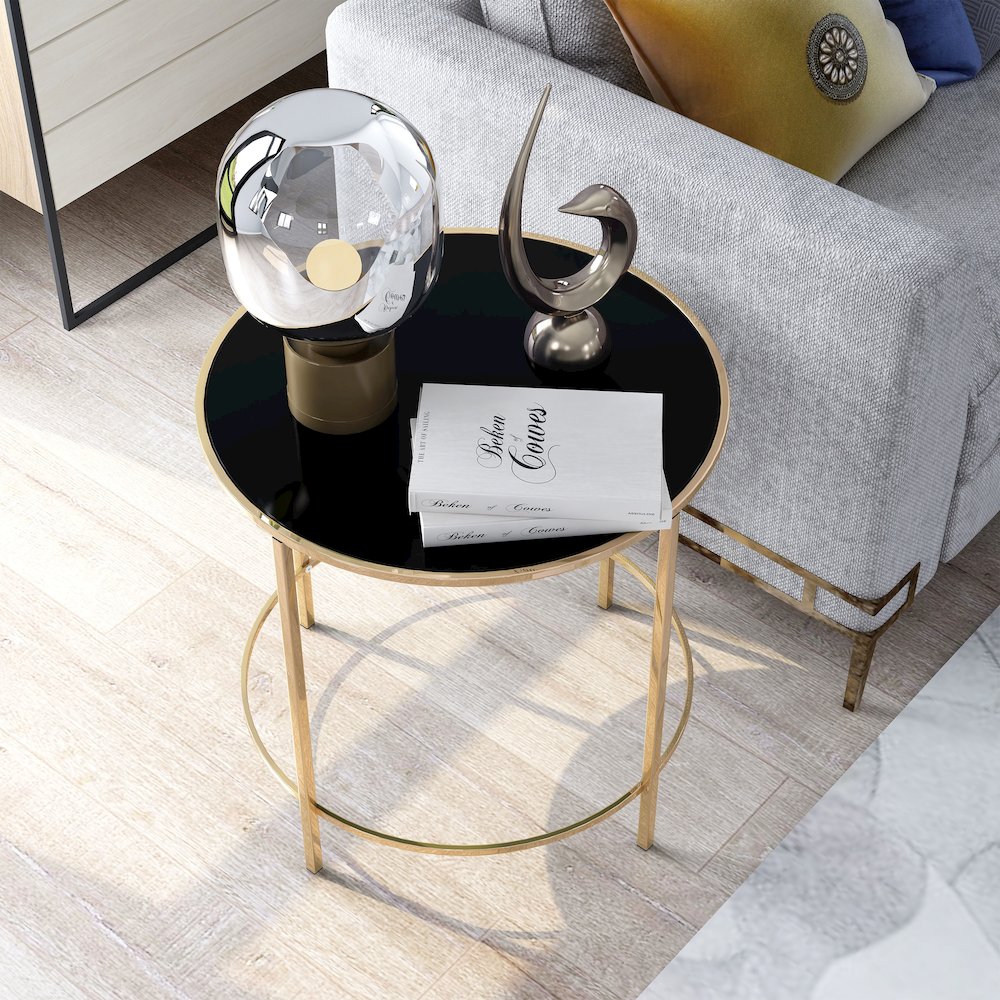 Keefer Contemporary Glass Top Side Table