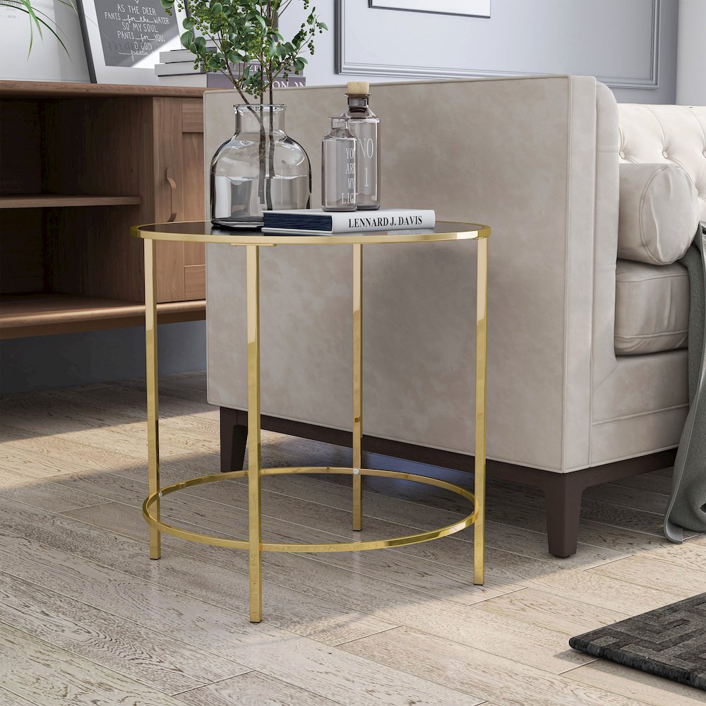 Keefer Contemporary Glass Top Side Table
