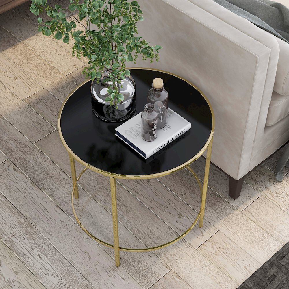 Keefer Contemporary Glass Top Side Table