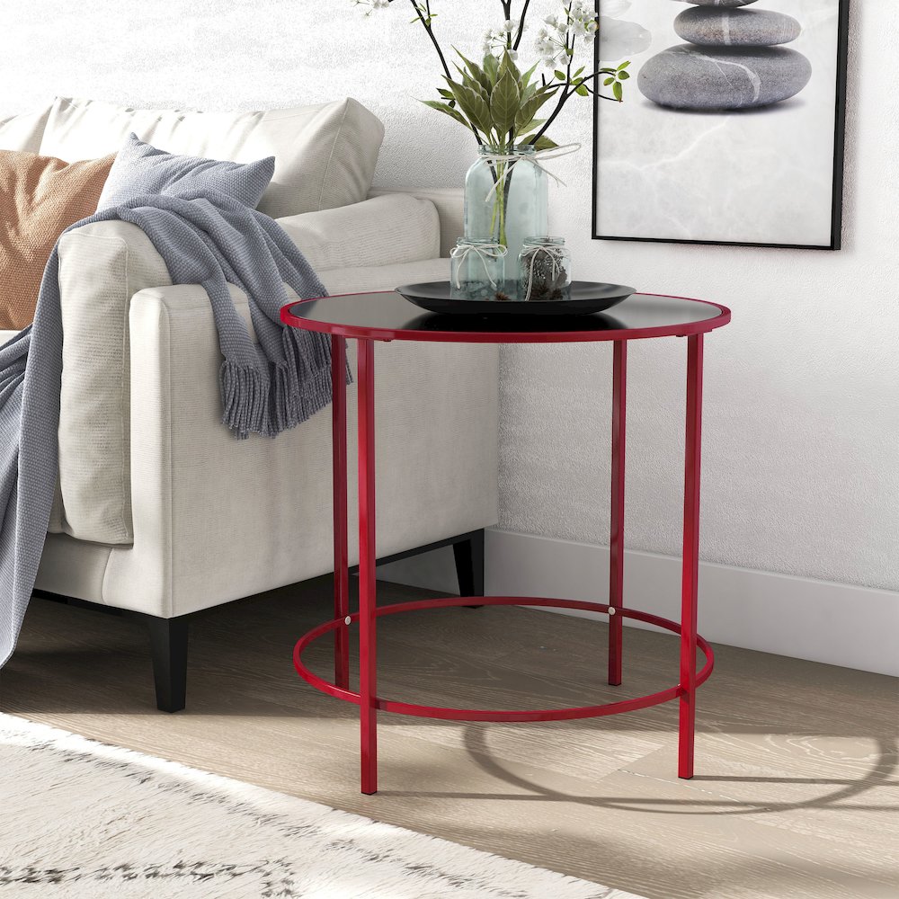 Keefer Contemporary Glass Top Side Table
