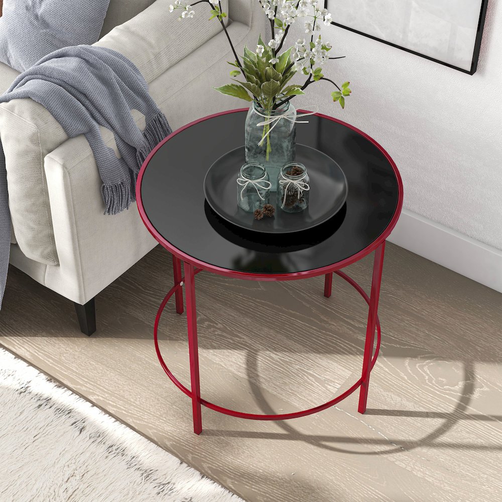 Keefer Contemporary Glass Top Side Table