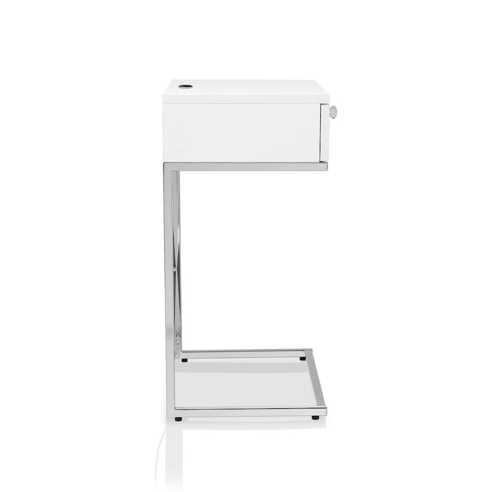 Kylie Modern Wood 1-Drawer End Table in Glossy White