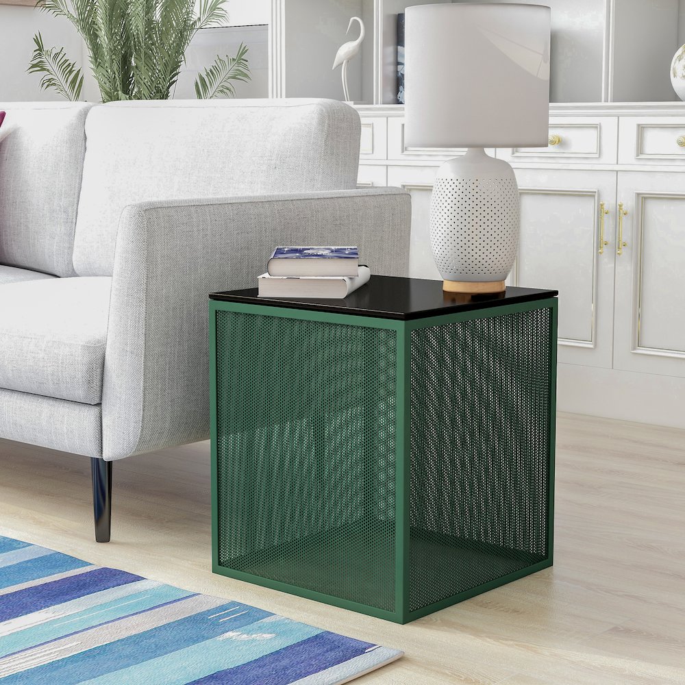 Kelforia Contemporary Glass Top Side Table