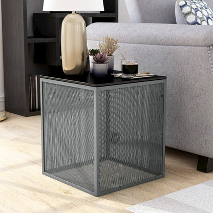 Kelforia Contemporary Glass Top Side Table
