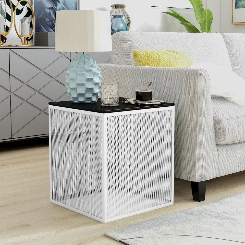 Kelforia Contemporary Glass Top Side Table