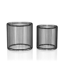 Mendel Contemporary Metal 2-Piece Nesting Table in Black
