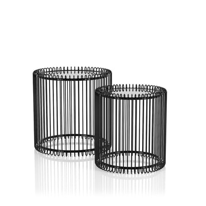 Mendel Contemporary Metal 2-Piece Nesting Table in Black