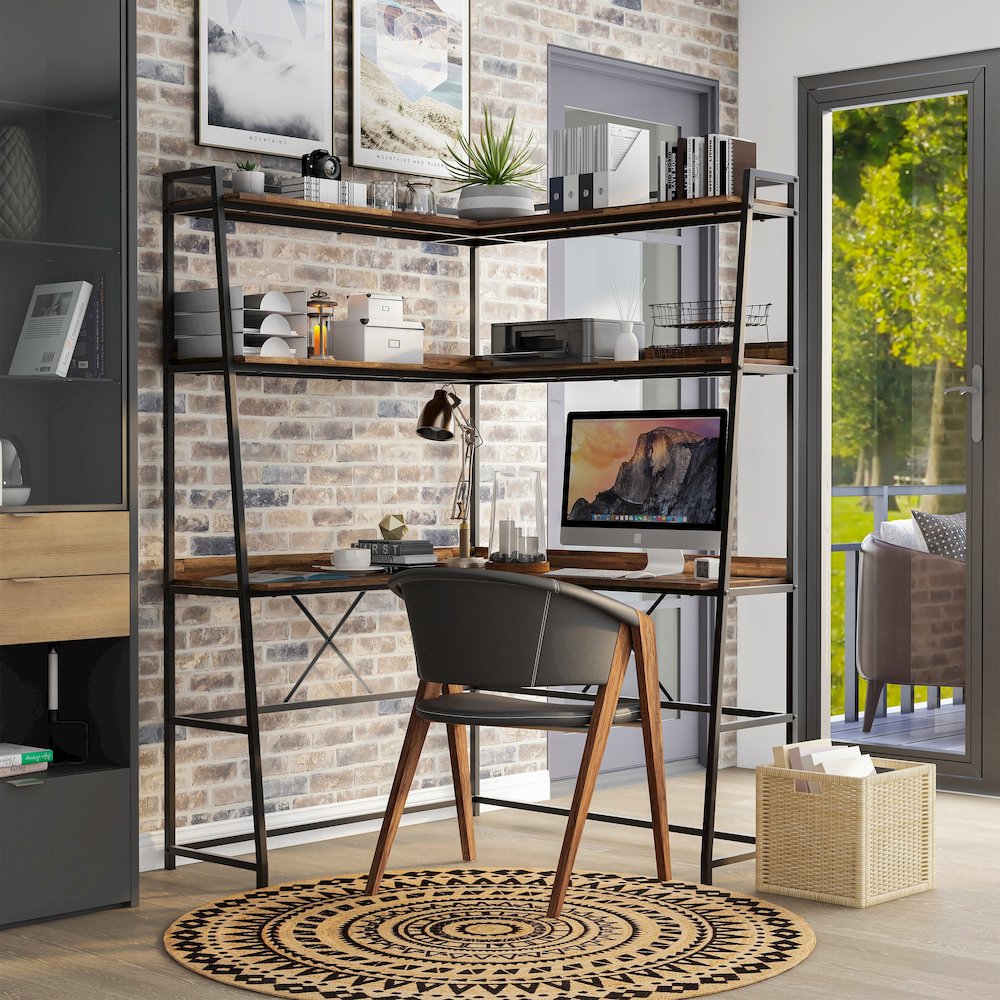 Narvay Metal Corner Writing Desk with USB