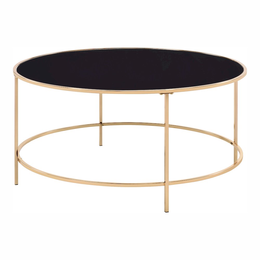 Rockbel Contemporary Glass Top Round Coffee Table
