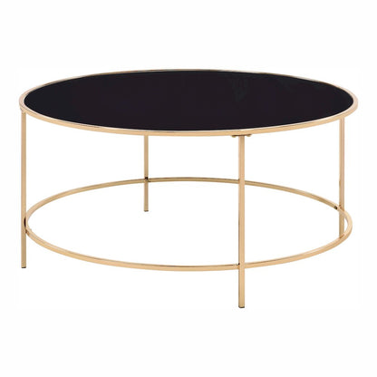 Rockbel Contemporary Glass Top Round Coffee Table