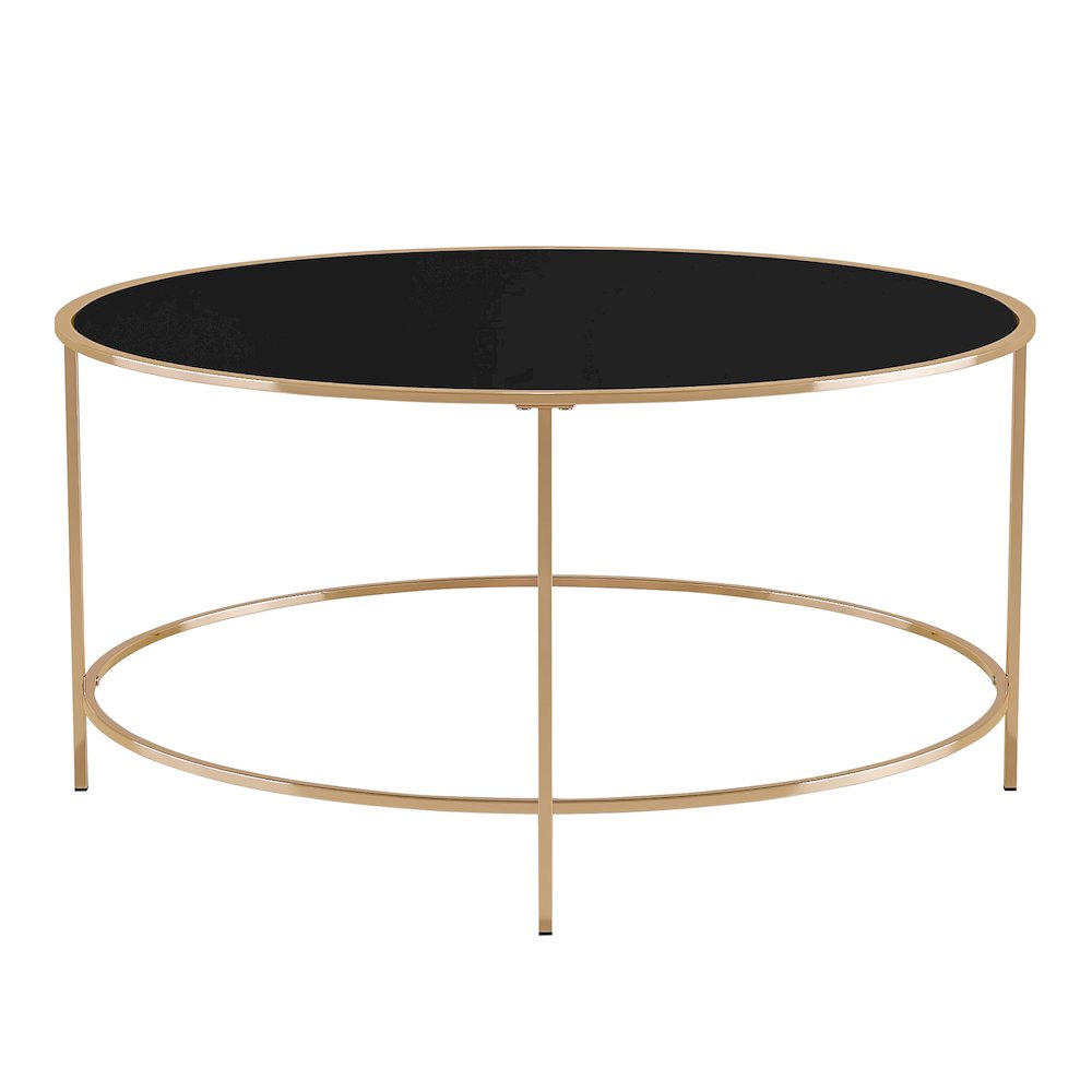 Rockbel Contemporary Glass Top Round Coffee Table