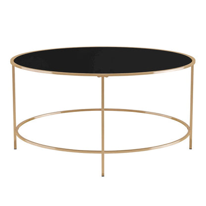 Rockbel Contemporary Glass Top Round Coffee Table