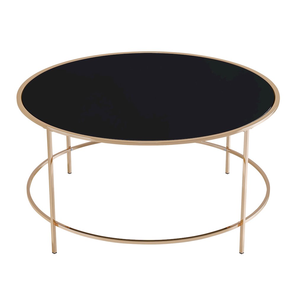 Rockbel Contemporary Glass Top Round Coffee Table