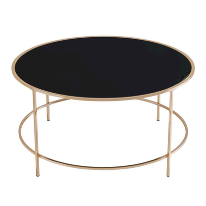 Rockbel Contemporary Glass Top Round Coffee Table